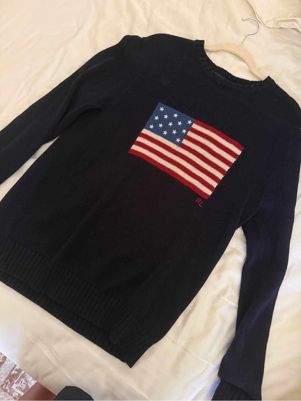 Men's Navy Flag Knit Sweater Ralph Lauren polo